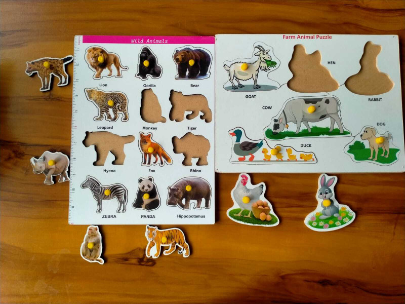 SHRI SKRISHNA Wild and farm animal combo wooden Puzzle(Multicolor)