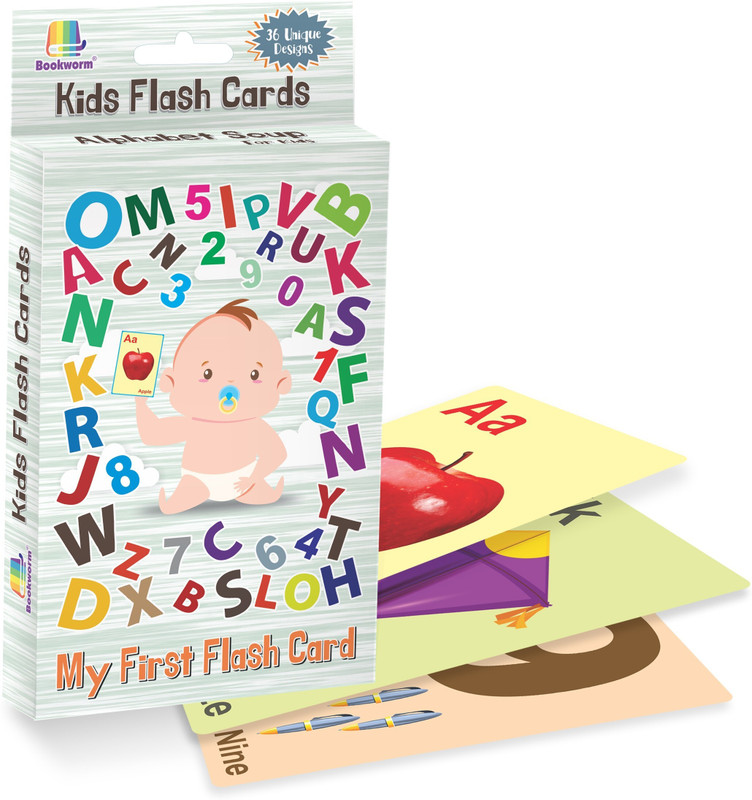 bookworm Flash Cards for Kids | 18 Cards | Numbers & Alphabets | Kids Learning with Fun | 1 to 6 Years | Early Childhood Education(Multicolor)