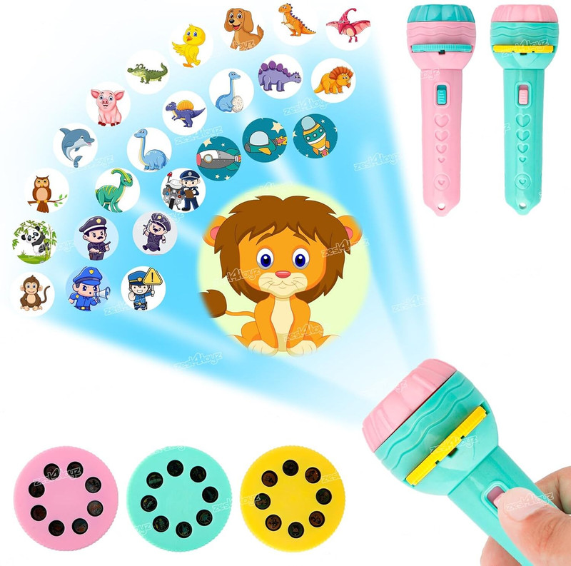 bozzy Flash Projector Slide Light Toy with 3 Slides & 24 Patterns for Learning(Multicolor)