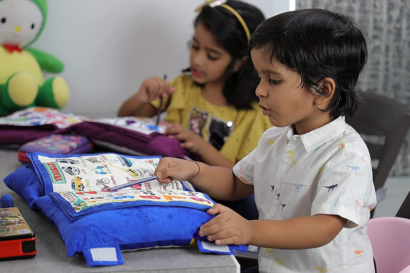 BHVMEY Velvet Cushion Book for Interactive Learning for Kids(Blue)