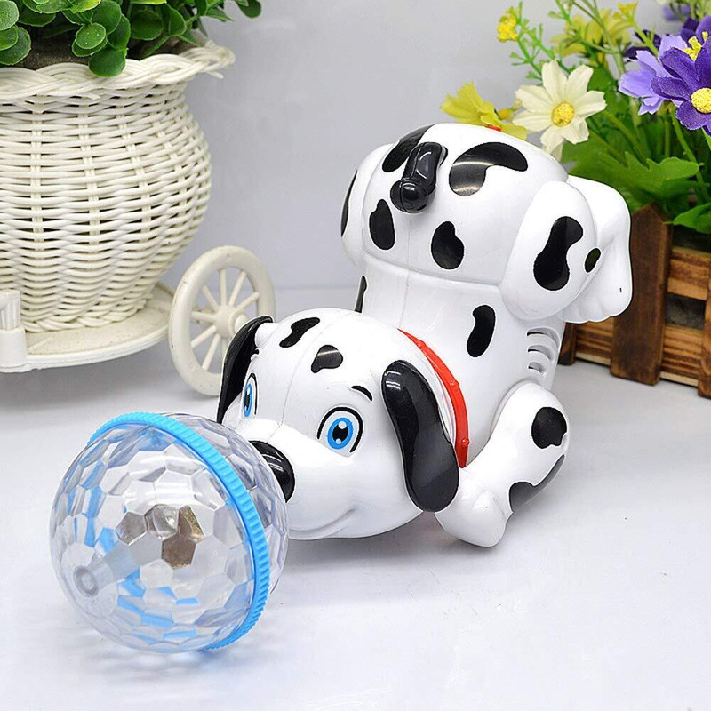 KAMMATESWARA Dancing Dog Toy for Kids Babies with Music and 3D Flashing LED Light Ball(White)