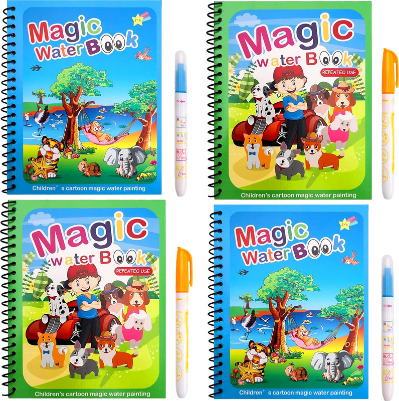 NG MART NG Water Magic Book, Magic Doodle Pen, Coloring Doodle Drawing Board PACK OF - 4(Multicolor)