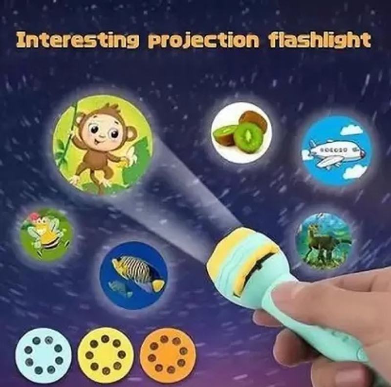 Vacotta Mini Slide Projector Flashlight Torch, Kids Projection Light Toy(Blue)