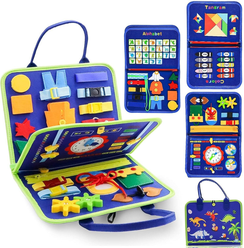PAPASpace Montessori Busy Board for Toddlers Sensory Educational Toy for Kids Age 1-5(Multicolor)