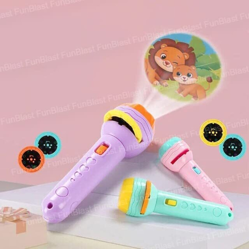 FunBlast Projector for Kids – 3 Slides with 24 projections Flash Light Projector Toys for(Multicolor)