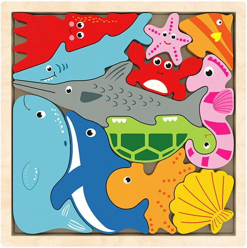 VHD Animal Wooden Jigsaw Puzzle for Kids – Educational water toys(Brown)