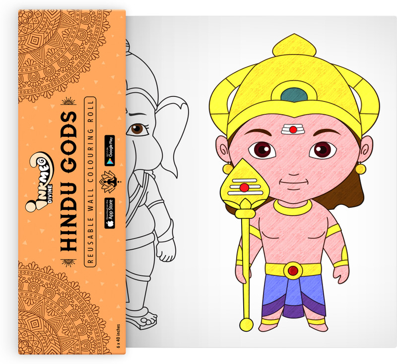 Inkmeo Hindu Gods Reusable Wall Colouring Roll(Orange)
