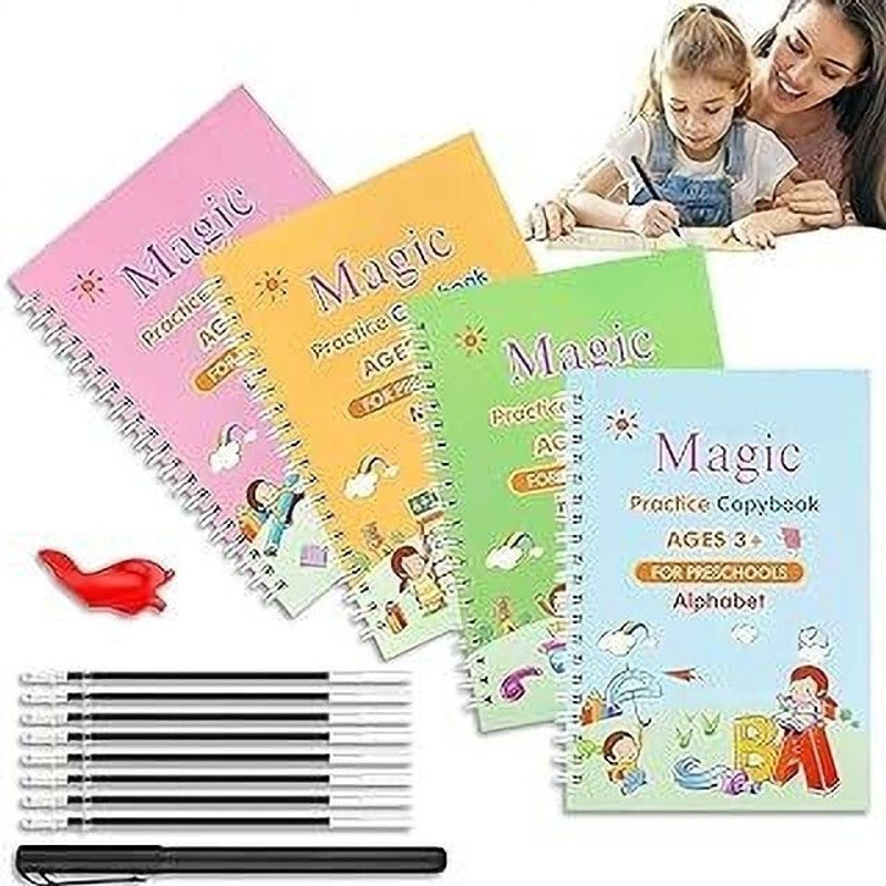 Anksh 510-Magic Practice Copy, (4 + 10 Refill+ 2 Pen +2 Grip) Set-32-510-BA-2610-B(Multicolor)