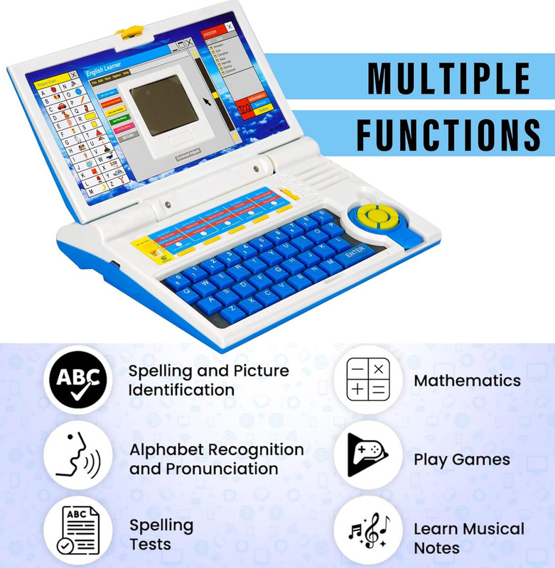 OCFI Educational Learning Laptop with 20 Activities Kids Laptop for Boys and Girls(Blue)