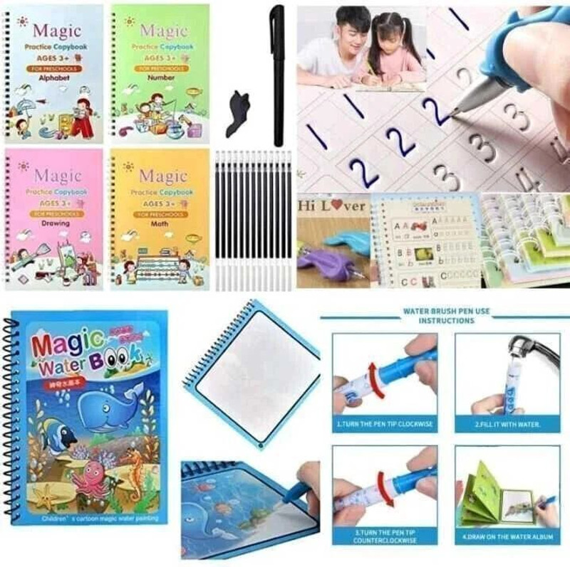 Ziggy Sank Magic Practice book with water magic book combo(Multicolor)