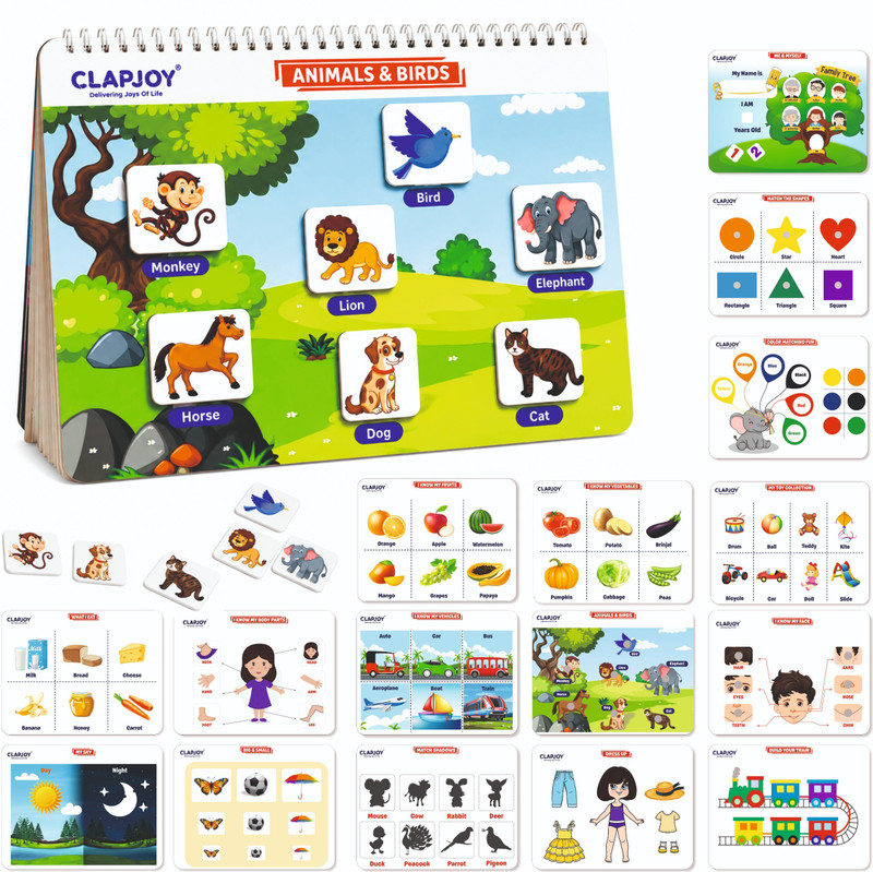 Clapjoy Velcro Level 1 Preschool Learning Montessori Busy Book for kids(Multicolor)
