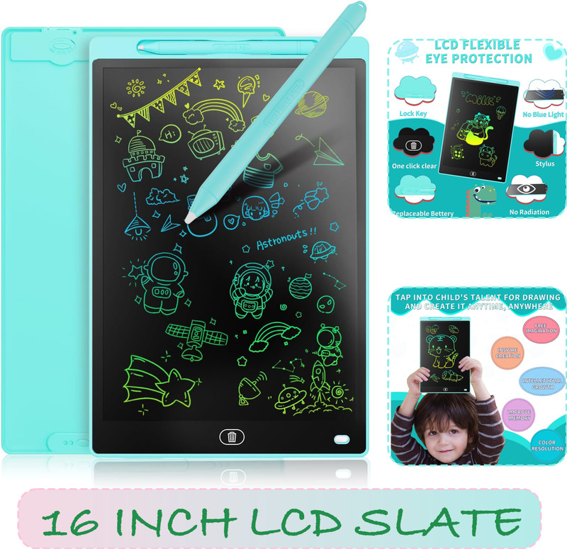 Virth Premium 16-Inch Jumbo LCD Writing Tablet | One-Click Erase Digital Magic Slate(Multicolor)