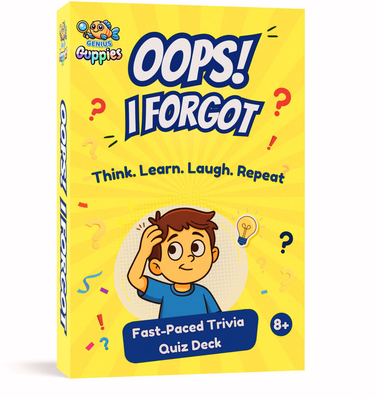 GENIUS GUPPIES Oops I Forgot - Trivia Quiz Game for Kids, 120 Exciting Questions | Age 6-14(Yellow)