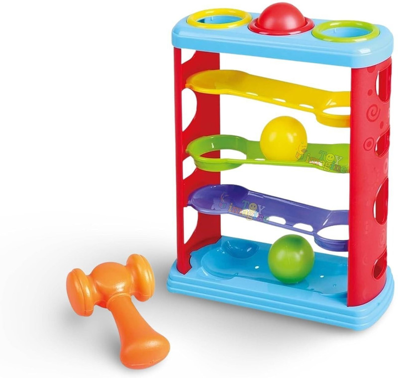 LASTICTOY 3-Layer Hammer Ball Toy for Kids Age 2-5 | Educational Pounding & Ball Drop Toy(Multicolor)