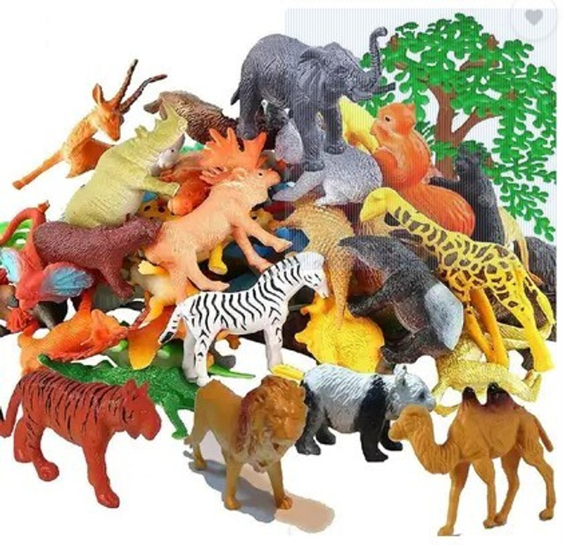 Aneep 12 PC Mini Jungle Safari Realistic Wild Animal(Multicolor)