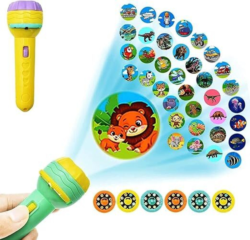 SOBHAGU Kids Projector Torch with 3 Image Sliders – 24 Picture Projections(Multicolor)