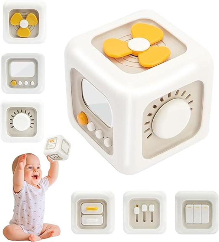 Raghuviraa Montessori Busy Cubes for Toddlers 1-3,Car Travel Toys Busy Board Activity Cube(Multicolor)