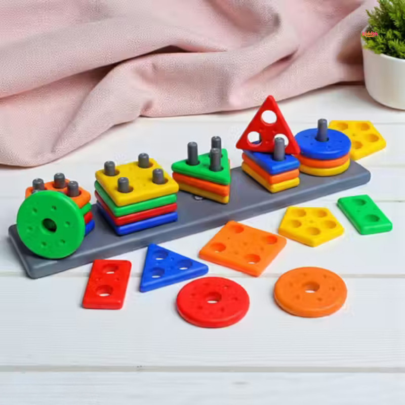 KIDDOH PlaySmart Wooden Shape Matching & Stacking Learning Toy for Preschool Kids(Black)