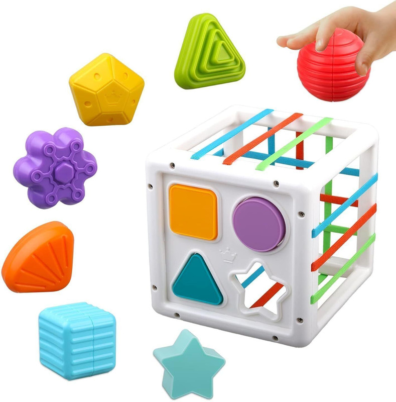 CountryLink Baby Shape Sorting Montessori Sensory Toy with Block Colorful Cube & Alphabets(Multicolor)