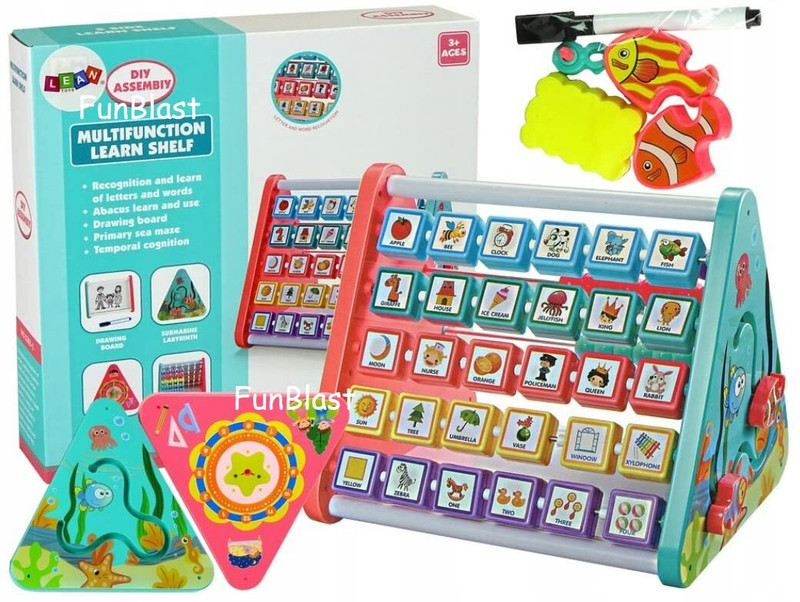 FunBlast 5 in 1 Activity Learning Toy -Multifunctional Activity Triangle Learn Shelf - AB(Multicolor)