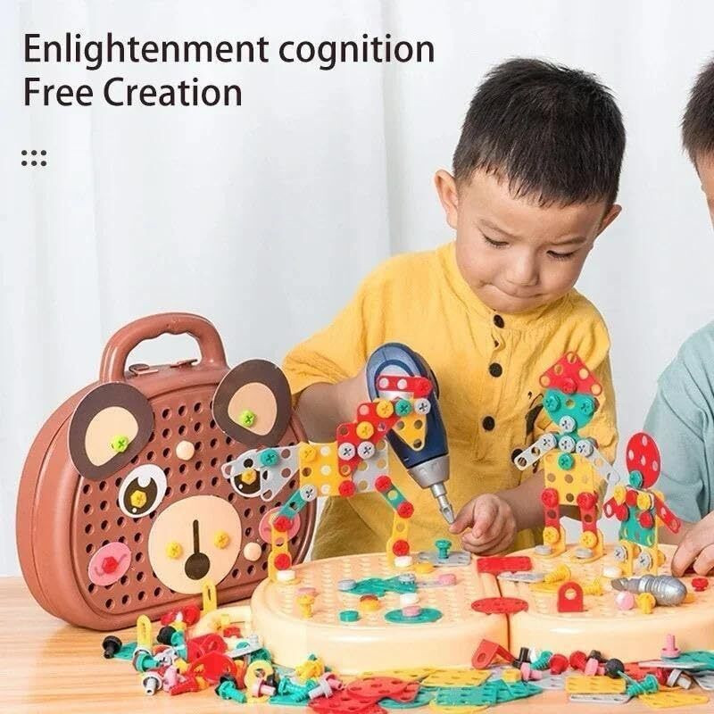 himanshu tex 203 PCS Creative Drilling Toy with Screwdriver Tool, Electric Drill Toy