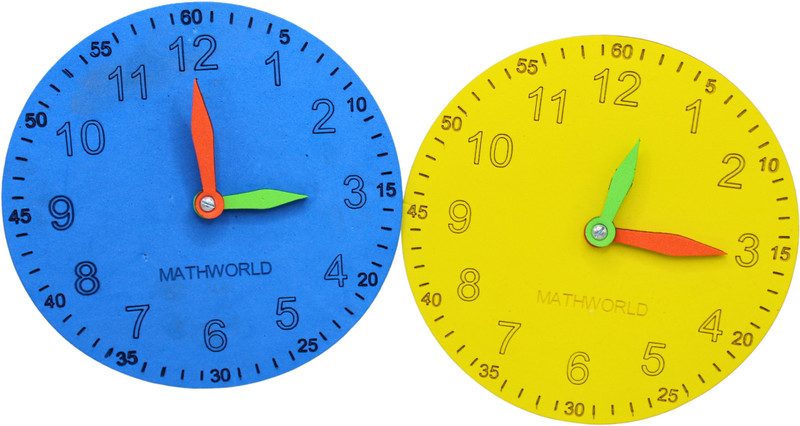 THE LABWORLD Kids Time Learning Clock Dummy Educational Toy,Pack of 2(Blue, Yellow)