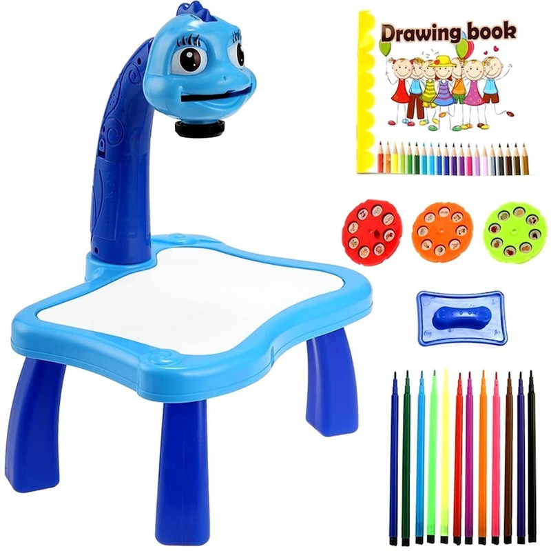 NIYAMAT Children Projector Early Education Learning Drawing Board Game Puzzle Painting Toy Set(Pink, White)
