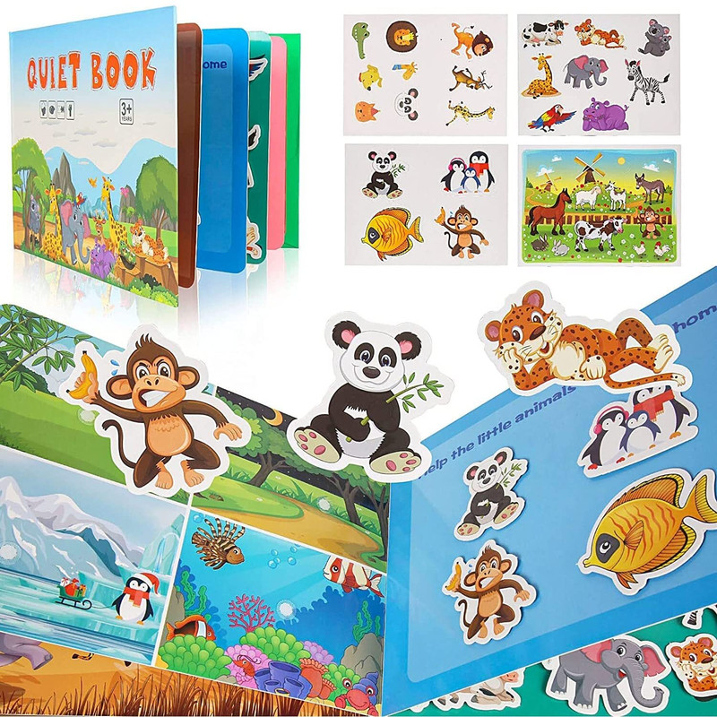 Priyadarshi Montessori Quiet Book for Toddlers, Busy Cloth Book (Animals)(Brown)