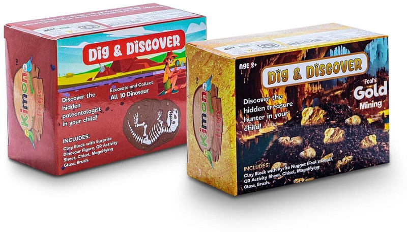 Kimon Toys Excavation of Gold and Dino with Pyrite Nugget and Dino, Fun Education Toys(Multicolor)