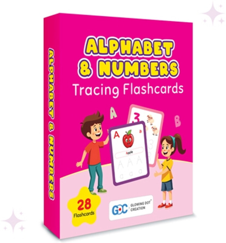 Gdc Alphabet & Numbers Tracing Flashcards – 28 | Reusable Write and Wipe Learning(Multicolor)
