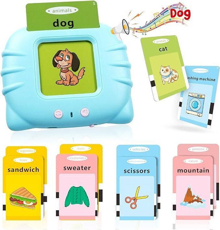 Cravico Colorful Double-Sided Flash Cards, Rechargeable Montessori Educational Cards A1(Multicolor)