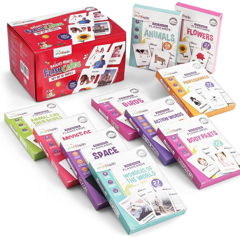 Intelliskills Early Learning 7 in 1 Flash Cards for Kids, 196 Brain Boosting Cards for 3+Years(Multicolor)