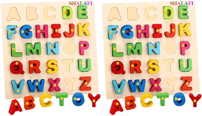 SHALAFI Wooden Alphabet Puzzle Board Educational Baby Brain Tester Creative Learning Set(Multicolor)