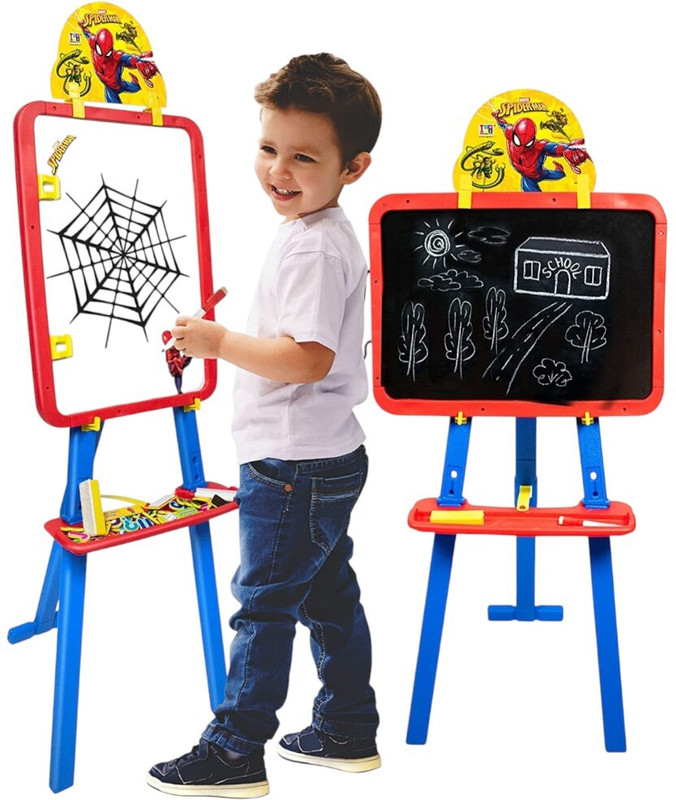 SARASI 5in1 Easel Board, Withe & Chalk Board, Spider Activity Sheet, Adjustment, Cards(Multicolor)