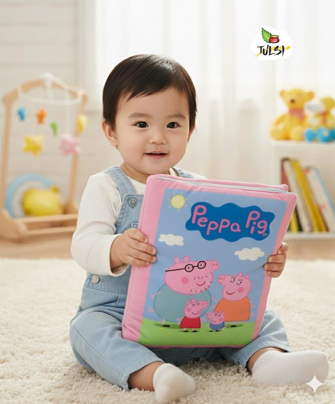 BLISSFUL AURA Peppa Pig Theme Soft Cloth Learning Book Toy(Multicolor)