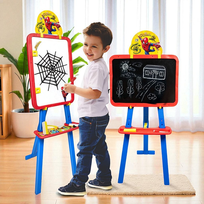 SARASI 5in1 Easel Board, Withe & Chalk Board, Spider Activity Sheet, Adjustable, Cards(Multicolor)