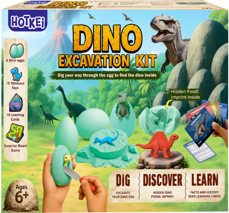 HOTKEI Dinosaur Egg Toys Digging Kit Board Games Set Birthday Gift for Kids Boys Girls(Multicolor)