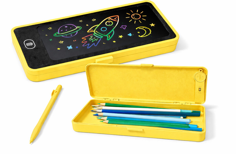 HEYKAM 2 in 1 LCD Writing Tablet Pencil Box for Kids | Drawing Pad with Stylus(Yellow)