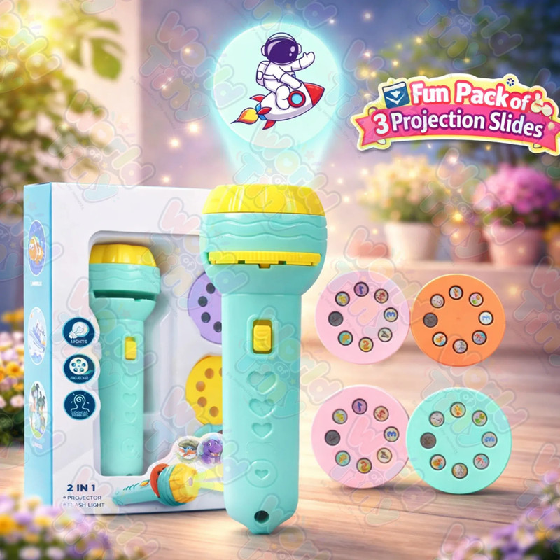 WORLD OF TINY LED Cartoon Image Projector Flashlight for Kids, Animal Slide Projection Torch(Multicolor)
