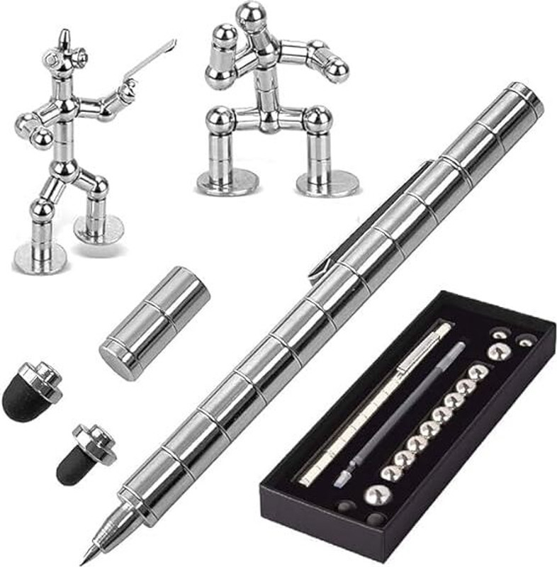 NISHIV Toy Pen, Decompression Magnetic Metal Pen, Eliminate Pressure Fidget Gadget(Silver)