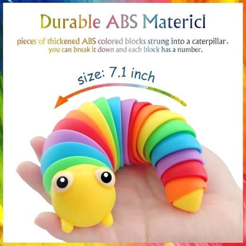 TOYSM Rainbow Caterpillar Silicone Squeeze Toy, Sensory Fidget Toy for Kids(Multicolor)