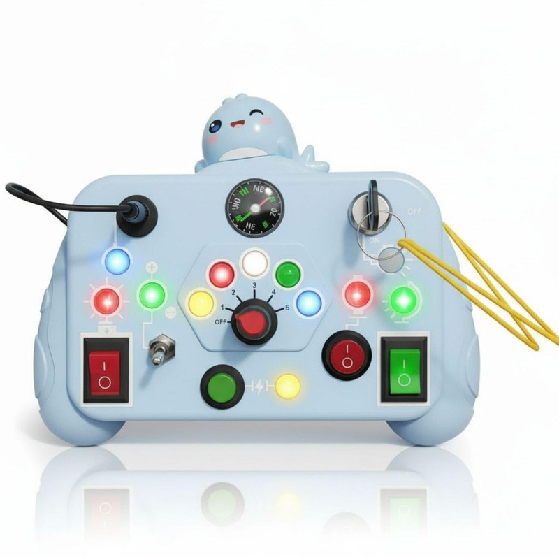 FunBlast Busy Board Game with LED Lights, Montessori Interactive Learning Toy for Toddler(Blue)