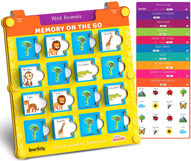 Smartivity Memory Game for Kids Ages 3+ Years | Matching Game with12 Theme Cards & 3 Levels(Multicolor)