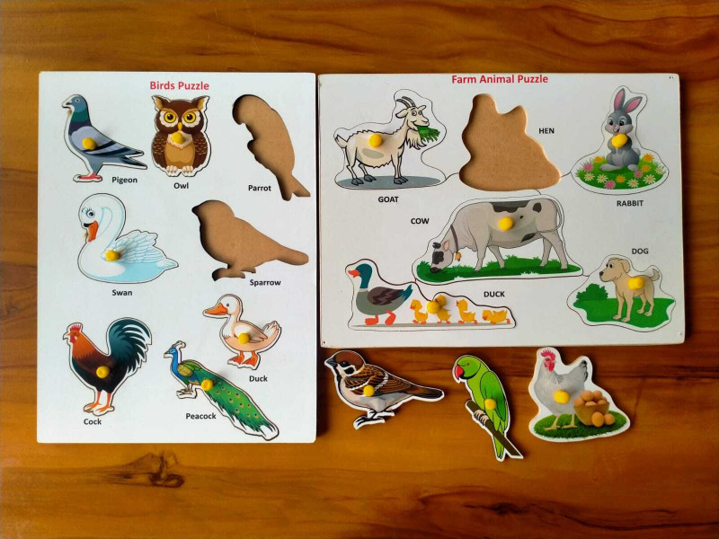 SHRI SKRISHNA Birds and farm animal combo(Multicolor)