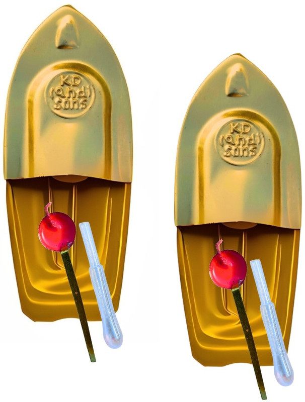 kd and sons 2 pcs steam boat toy ||pop pop boat with free wax candle & dropper(Yellow)