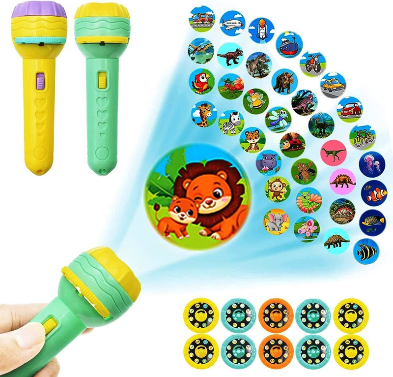 Dreamshop 3 Slides 24 Pattern Projector Flashlight Mini Torch, Kids Projection Torch Toys 8 W 15 cm Tube Light(Multicolor)