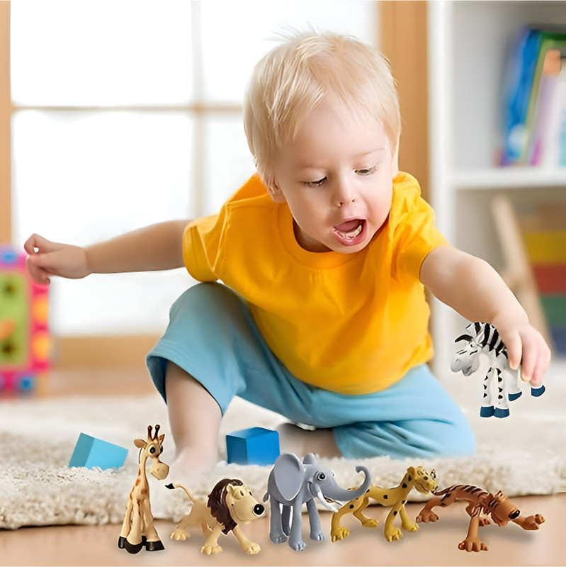 Jollyora Mini Jungle Animals Toys Set,Wild Animal Kingdom Figures Set(Multicolor)