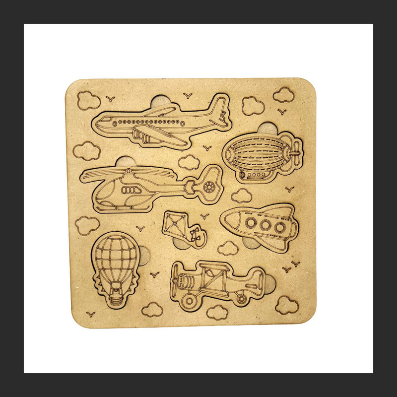 Jaimin Air Vehicles Wooden Puzzle Board(Brown)