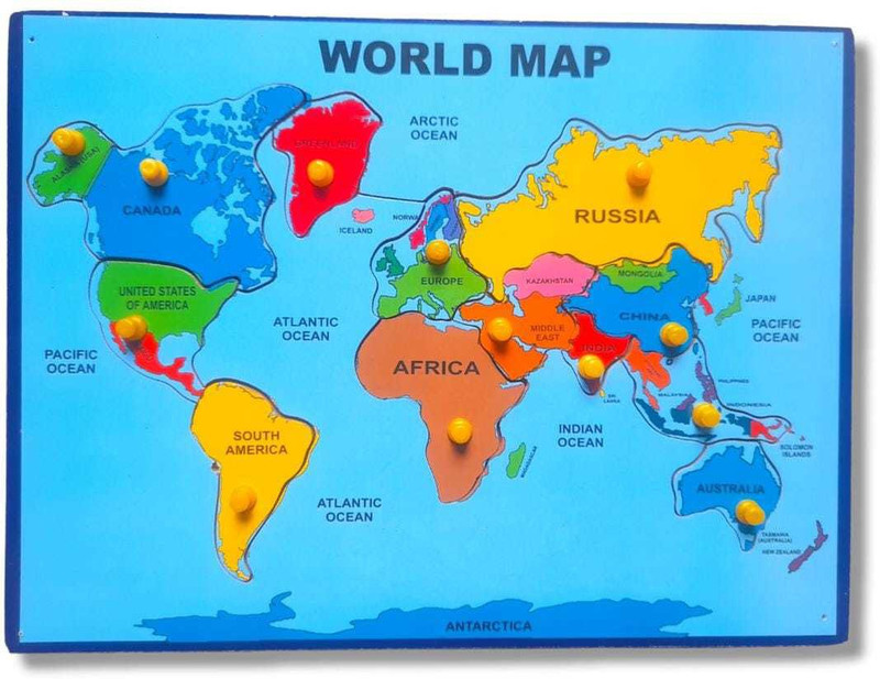 VSINDIA Wooden World Map Tray(Multicolor)