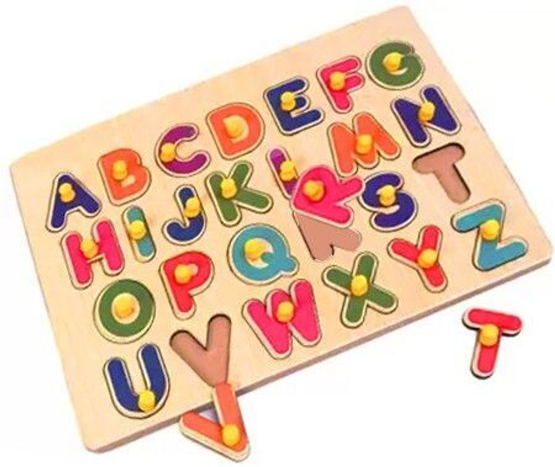 AMUSING Wooden Alphabet (Capital Letters) Puzzles Toys for Children(Multicolor)